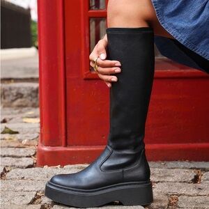 GANG Black Knee-High Platform Boots